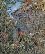 Childe Hassam Old House and Garden,East Hampton,Long Island oil painting on canvas